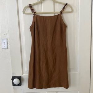 Brown linen mini dress Vintage 90s LAUNDRY by Shelli Segal 6p